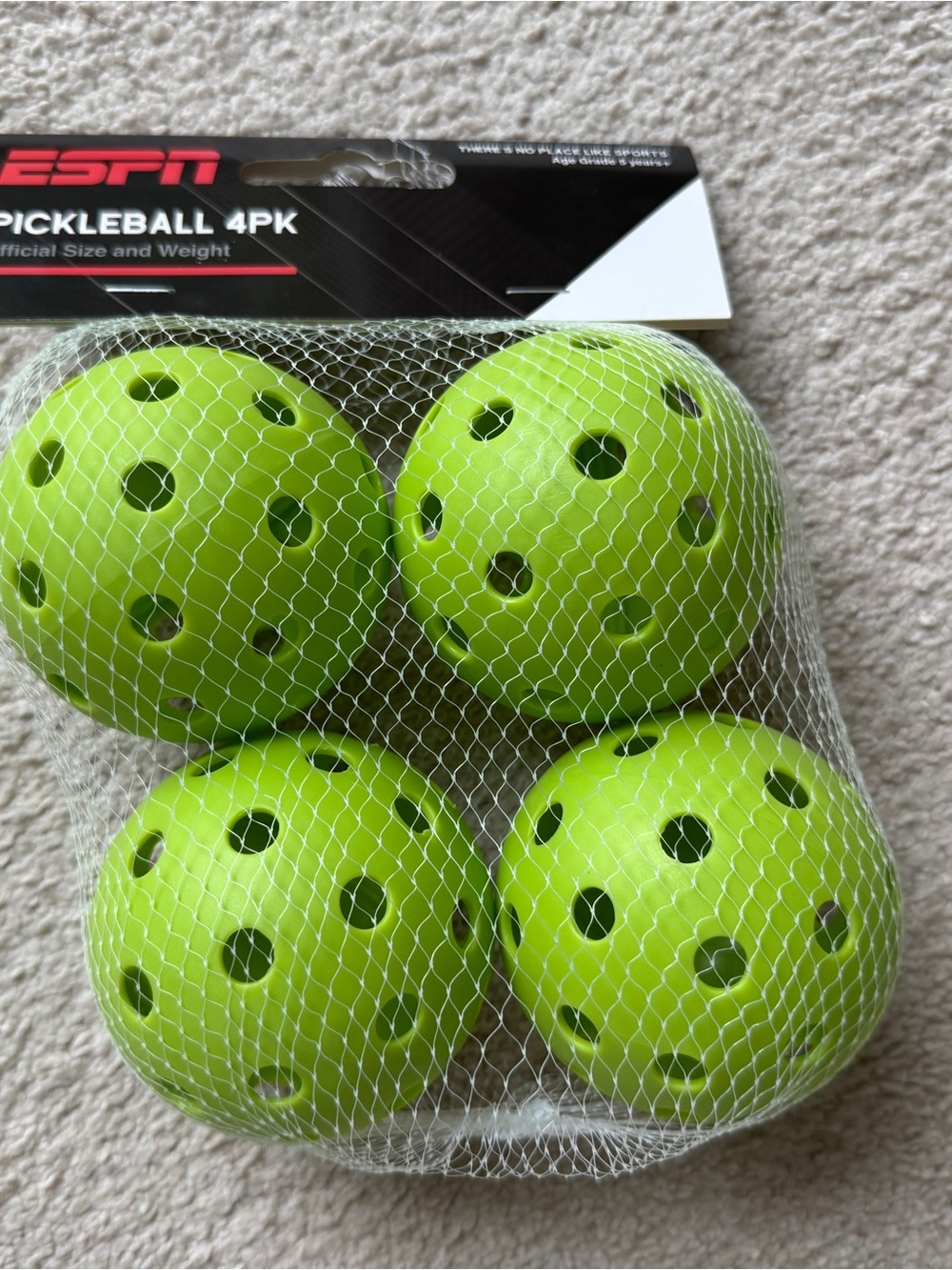 ESPN Pickleball 4PK Official Size and Weight Green Balls Green Ball New Sealed
